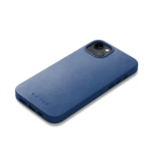Mujjo Monaco Blue läderfodral för iPhone 14/15 Plus med slimmad profil och upphöjt kameraskydd