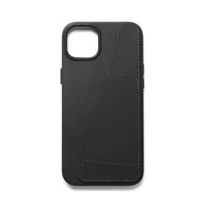 Mujjo svart plånboksfodral i läder för iPhone 15 Plus och 14 Plus med sydd baksida och kamerautskärning