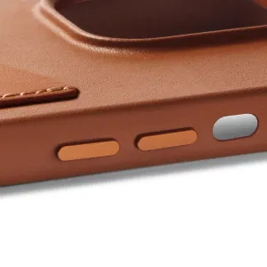 Mujjo plånboksfodral i brunt läder för iPhone 14 Pro med sydd kant och sidoknappar