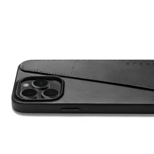 Mujjo svart plånboksfodral i läder för iPhone 14 Pro Max med kortfack och upphöjd kamerautskärning