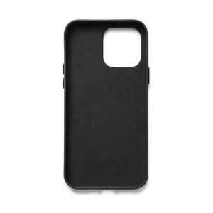 Mujjo svart plånboksfodral i läder för iPhone 14 Pro Max med kortficka, upphöjda kanter och präglad logotyp