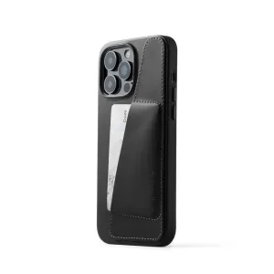 Mujjo svart plånboksfodral i läder för iPhone 14 Pro Max med kortfack på baksidan och upphöjd kamerautskärning