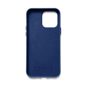 Mujjo blått plånboksfodral i läder för iPhone 14 Pro Max med kortfack och upphöjt kameraskydd