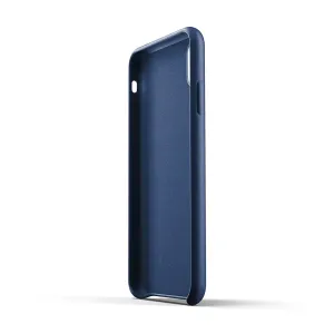Mujjo blått helskinnsfodral för iPhone XS Max med utskärningar för kamera och sidoknappar