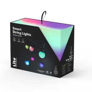 Lite Bulb Moments Smart Light Chain Globe Facets detaljhandelsförpackning med appstyrning och för inom- och utomhusbruk mot vit bakgrund