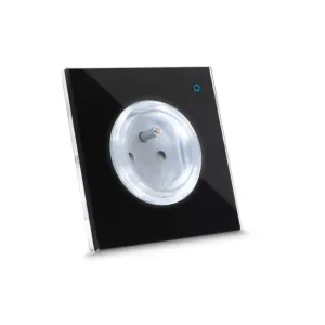 Iotty Smart Outlet OSWDE i blank sort med hvid stikkontaktindsats og indikatorlys