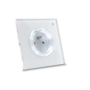 Iotty hvid smart frontplade til stikkontakt med rund stikkontakt og jordben, til styring af vægstikkontakt