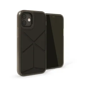 Pipetto Origami Snap Case till iPhone 12 Mini, rökigt svart med geometrisk baksida och kameraskydd