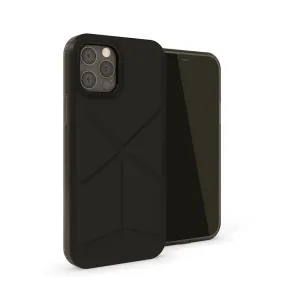 Pipetto svart skyddsskal för iPhone 12 och iPhone 12 Pro med geometrisk baksida och upphöjd kamerautskärning