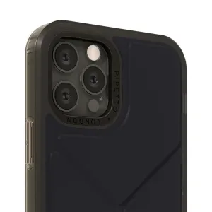 Pipetto Origami Snap Case för iPhone 12 Pro Max i svart, med transparent baksida och upphöjd kamerautskärning