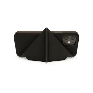 Pipetto Origami Folio-fodral för iPhone 12 Pro Max i svart, vikt till ett ställ för handsfree-användning med stötskydd