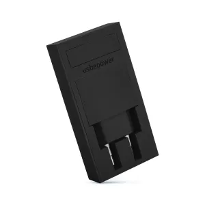 Usbepower Rock dubbel USB-A-laddare i svart med två USB-portar och kompakt design med väggkontakt