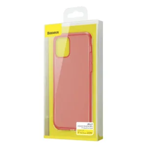 Rosa silikonfodral från Baseus för iPhone 11 i butiksförpackning, med stor kamerautskärning och blank yta