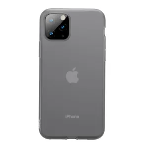 Grått silikonskal från Baseus för iPhone 11 Pro Max med upphöjda kanter och utskärning för den bakre kameran