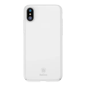 Baseus iPhone X/XS-skal i vitt, tunt matt hårt skal med kamerautskärning och rundade kanter