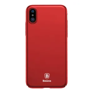 Rött iPhone X/XS-skal från Baseus med utskärning för bakre kamera och slimmat hårdskalsskydd