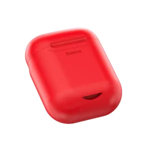 Rött AirPods-fodral i silikon från Baseus med skyddande passform, lockskarv och frontutskärning