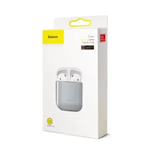 Baseus-förpackningslåda för AirPods-fodral med 0,8 mm tunt silikonskydd och produktbild på framsidan