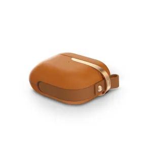 Moshi Pebbo Luxe skyddsfodral för AirPods 3 i karamellbrunt med texturerad finish i veganskt läder
