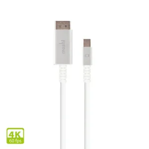 Moshi Mini DisplayPort till DisplayPort-kabel med vita kontakter och stöd för 4K 60 fps