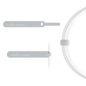 Moshi USB-C till DisplayPort-kabel ihoprullad med Moshi Connect-tygremmar på vit bakgrund