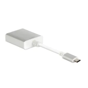 Moshi USB-C till VGA-adapter med fast USB-C-kabel, vit och silverfärgad, för anslutning till en VGA-skärm
