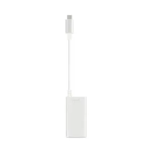Moshi USB-C till Gigabit Ethernet-adapter med fast kabel och kompakt vitt hölje