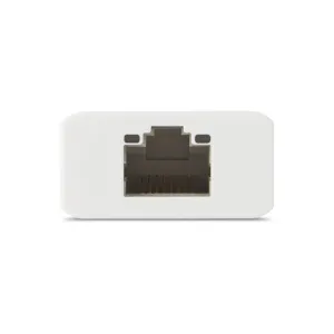 Moshi USB-C till Gigabit Ethernet-adapter i vitt med en enda Ethernet-port för trådbunden nätverksanslutning