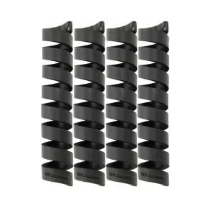 Bluelounge CableCoil fyrpack med svarta spiralformade kabelorganisatörer för prydlig kabelbuntning