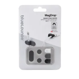 Bluelounge MagDrop magnetiska kabelhållare i detaljhandelsförpackning med transparent blister och produktbilder
