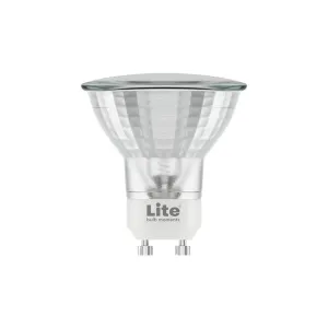 Lite Bulb Moments GU10 smart LED-spotlightlampa med front i klart glas och vit sockel mot svart bakgrund