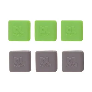 Bluelounge CableClip små kabelklämmor, set om sex i grönt och grått med präglad logotyp