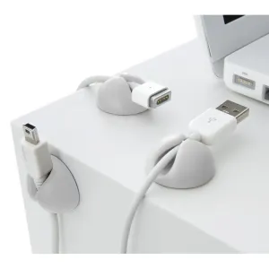 Bluelounge Cable Drop valged isekleepuvad kaablihoidikud USB-juhtmete kinnitamiseks laual