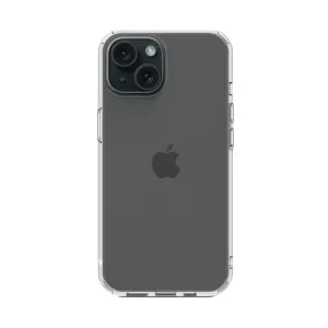Just Mobile TENC Air transparent skyddsskal för iPhone 15, visat bakifrån med kamerautskärning