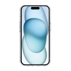 Just Mobile TENC Air transparent skyddsskal till iPhone 15 Plus med stötdämpande ram och kamerautskärning