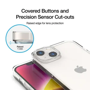 Just Mobile TENC Slim Fit transparent skal för iPhone 14, med upphöjd kant och täckta knappar
