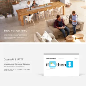 Sensibo Sky-infografik om smart AC-styrning som visar familjedelning och integration med IFTTT-automatisering