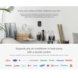 Sensibo Sky svart väggmonterad smart styrenhet för luftkonditionering och värmepump med blå indikatorlampa