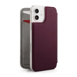Twelve South SurfacePad plånboksfodral i läder för iPhone 12 Mini i plommon, med kortfack och kamerautskärning