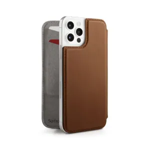 Twelve South SurfacePad läderfodral i foliostil för iPhone 12 Pro Max, med kortfack och MagSafe-plånbok