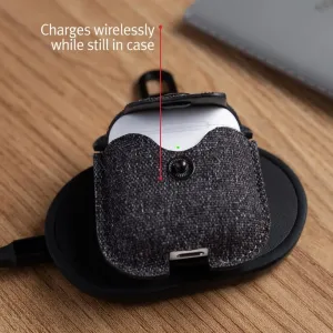 Twelve South airSnap Twill skyddsfodral för Apple AirPods med integrerad klämma - Rökmörk grå