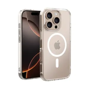 Just Mobile TENC Air transparent skyddsskal för iPhone 16 Pro med upphöjd kamerautskärning och MagSafe-ring