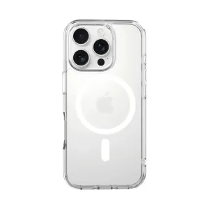 Just Mobile TENC Air transparent skyddsskal för iPhone 16 Pro med upphöjd kamerakant och transparent baksida