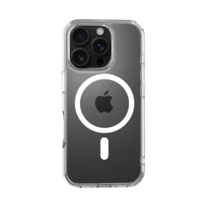 Just Mobile TENC Air genomskinligt skyddsfodral för iPhone 16 Pro, visat bakifrån med upphöjt kameraskydd.