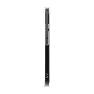 Just Mobile TENC Air genomskinligt skyddsskal för iPhone 16 Plus, smal sidovy med upphöjda knappskydd