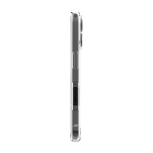 Just Mobile TENC Air transparent skyddsskal för iPhone 16 Plus, sidovy med upphöjda knappskydd