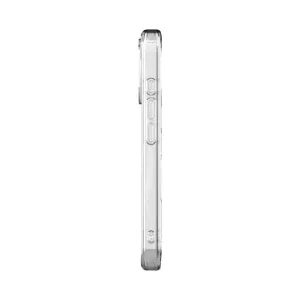 Just Mobile TENC Air genomskinligt skyddsskal för iPhone 16 Pro Max, visas från sidan med tunna knappskydd