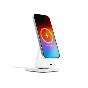 Twelve South HiRise 2 Deluxe vitt trådlöst laddningsställ för iPhone med justerbar betraktningsvinkel