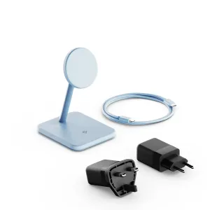Twelve South HiRise 2 Deluxe glaciärblått laddningsställ för trådlös laddning med USB-C-kabel och nätadaptrar