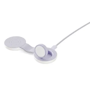 Twelve South butterFly SE vikbar dubbel magnetisk laddare med flätad kabel, visad som ett kompakt stativ